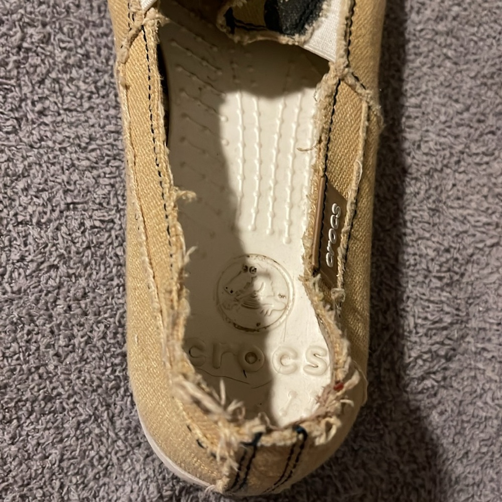CROCS Tan Mickey Mouse Canvas Slip-On Flats - Picture 3 of 9